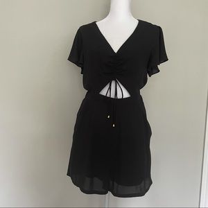 Express Short Black Romper Jumpsuit with Cut-Out